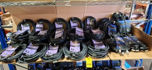 50 X BRAND NEW MIXED LOT TO INCLUDE DMX 10M ACCU CABLES - 10 AND 15M LOW NOISE MICROPHONE CABLES