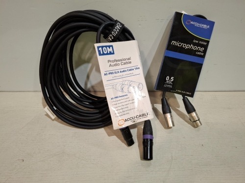75 X BRAND NEW MIXED LOT TO INCLUDE DMX 3 PIN 15 METER CABLES - DMX 5 PIN 3M CABLES - LOW NOISE MICROPHONE 3 PIN CABLES 0.5M