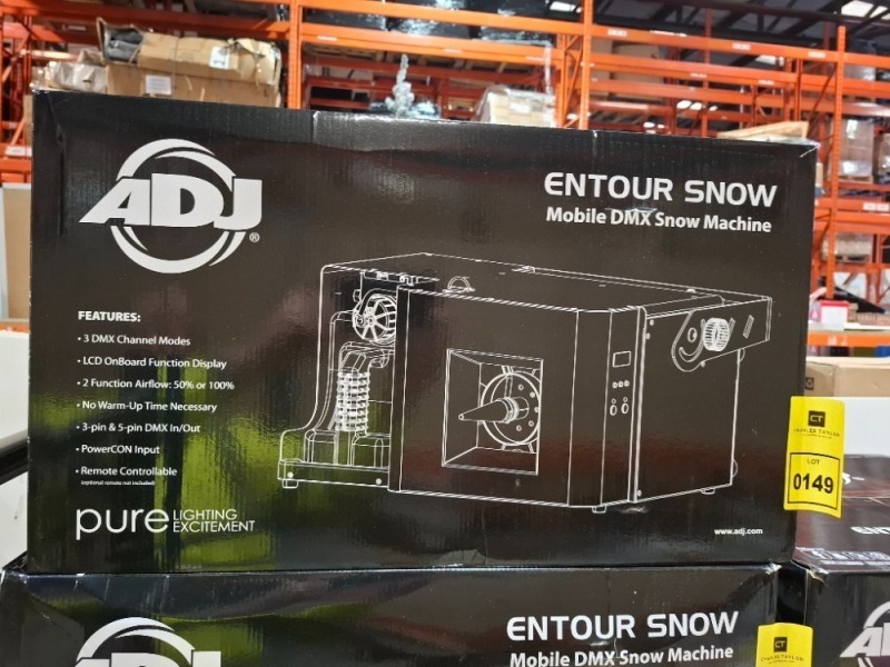 1 X GRADE B ADJ ENTOUR MOBILE DMX SNOW MACHINE (UNTESTED)