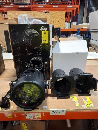 2 X PIECE MIXED LOT TO INCLUDE 1 X GRADE B ADJ ENCORE Z7LP LED LIGHT (UNTESTED) 1 X EP LENS 50 50 FOR ENCORE PROFILE PRO SERIES BLACK (UNTESTED)
