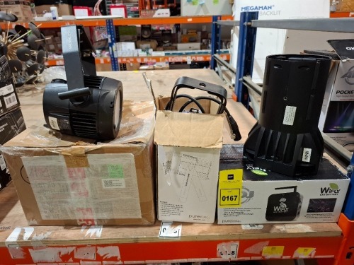 4 X PIECE MIXED LOT TO INCLUDE 1 X GRADE B WIFLY EXR BATTERY - 1 X GRADE B LENS 26 BLACK EDITION - 1 X GRADE B ADJ SABER SPOT RGBW - 1 X GRADE B ADJ ENCORE LP7IP LED LIGHT (ALL UNTESTED)
