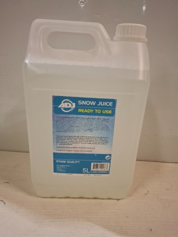 20 X BRAND NEW ADJ SNOW JUICE FOR SNOW MACHINES IN 5LITRES