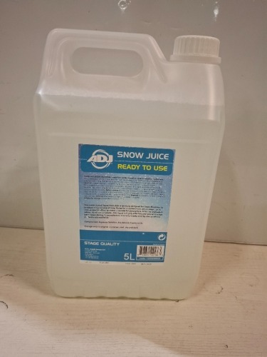 20 X BRAND NEW ADJ SNOW JUICE FOR SNOW MACHINES IN 5LITRES