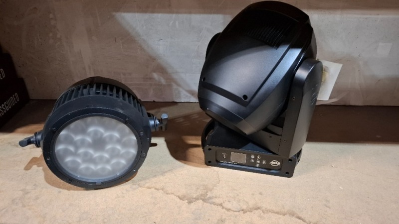 2 X PIECE MIXED LOT TO INCLUDE 1X GRADE B ADJ ENCORE LP18IP - 1X GRADE B ADJ FOCUS SPOT LED MOVING HEAD LIGHT (UNTESTED)