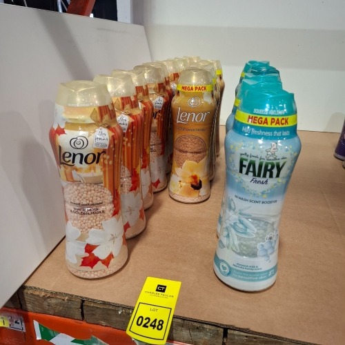 20 X PIECE BRAND NEW LOT CONTAINING VARIOUS LENOR AND FAIRY WASHING BOOSTERS
