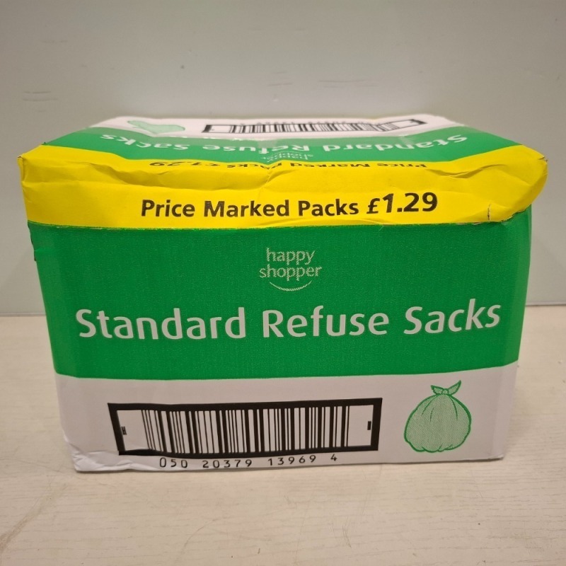 240 X BRAND NEW ROLLS OF 12 STANDARD REFUSE SACKS IN 10 BOXES
