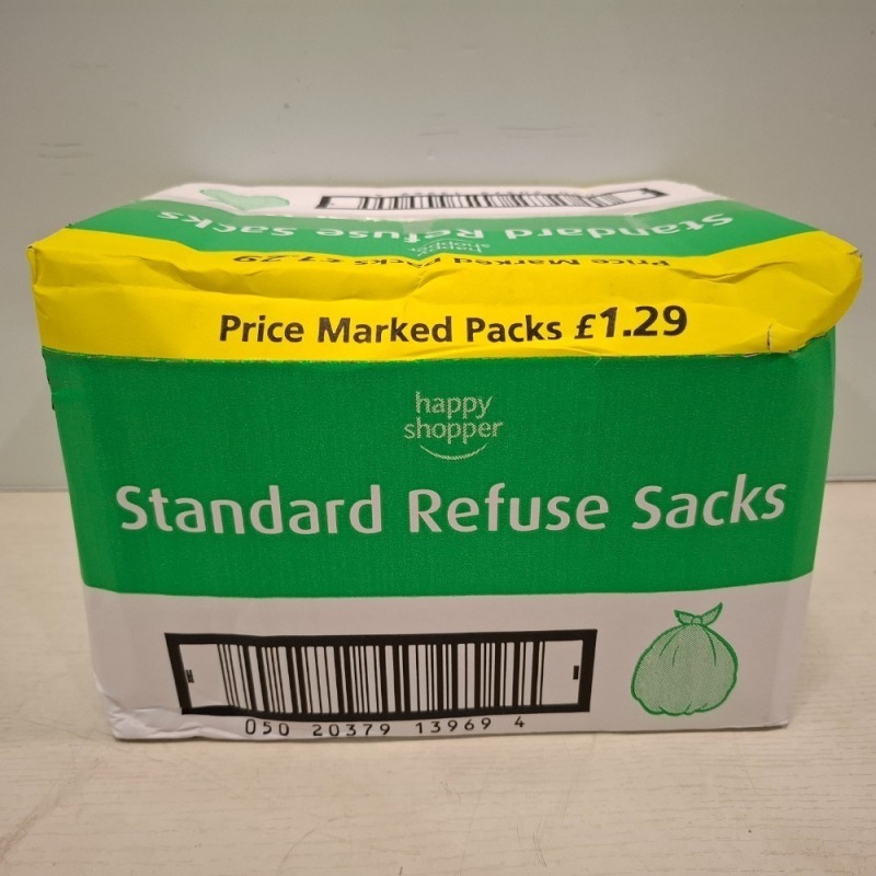 240 X BRAND NEW ROLLS OF 12 STANDARD REFUSE SACKS IN 10 BOXES