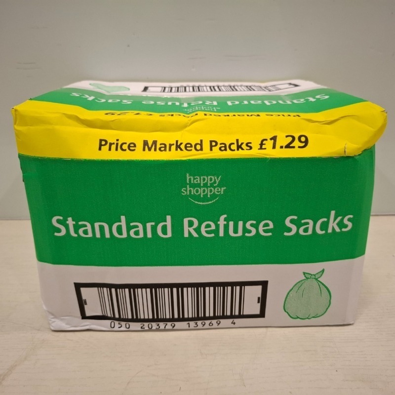 240 X BRAND NEW ROLLS OF 12 STANDARD REFUSE SACKS IN 10 BOXES