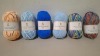 80 X BRAND NEW KNITCO GOOD OLD FASHIONED DK YARN IN VARIOUS COLOURS GREEN , YELLOW , BROWN , WHITE , PINK , ETC IN ONE LARGE BACK