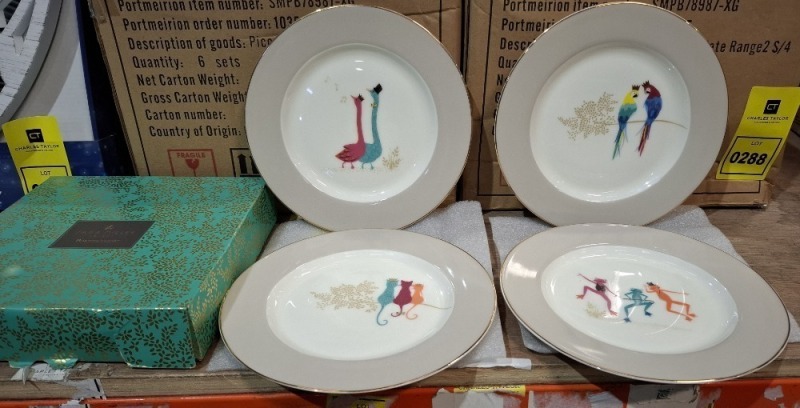 24 SETS OF 4 BRAND NEW SARA MILLER LONDON PORTMEIRION CAKE PLATES - EACH SET IS &pound;32 - TOTAL RRP FOR LOT &pound;768