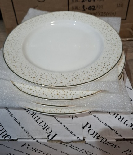 20 SETS OF 4 BRAND NEW SARA MILLER SIDE PLATES WITH CELESTIAL GOLD STARS - RRP EACH &pound;40 - TOTAL RRP FOR LOT &pound;800 IN TWO BOXES