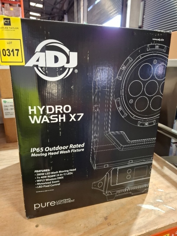 1 X GRADE B ADJ HYDRO WASH X7 IP65 OUTDOOR RATED MOVING HEAD (UNTESTED)