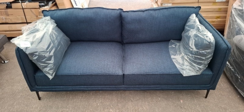 1 X BRAND NEW HOME LIFE NEPTUNE 3 SEATER SOFA IN NAVY IN SIZE W 194 X D 84 X H 85 CM