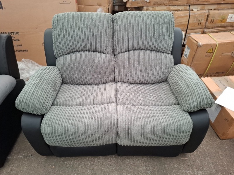 1 X HOME LIFE FABRIC RECLINER 2 SEATER IN BLACK / GREY IN SIZE W148 X D 97 X H 101 - 78 CM