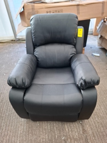 1 X HOME LIFE FAUX LEATHER RECLINER ARMCHAIR IN BLACK IN SIZE W87 X D 97 X H 101 - 78 CM - (NOTE CUSTOMER RETURNS )