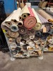 55 X VARIOUS FABRIC OFF CUT FABRIC ROLLS IN VARIOUS LENGTHS AND STYLES.