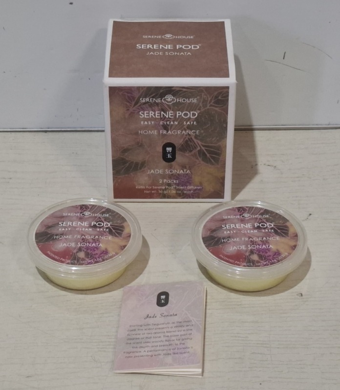 144 SETS OF TWO SERENE HOUSE SERENE PODS HOME FRAGRANCE IN BOHEMIAN BOURGEOIS AND FLOATING TRANSPARENTLY IN 6 BOXES - RRP EACH &pound;4 TOTAL RRP &pound;576
