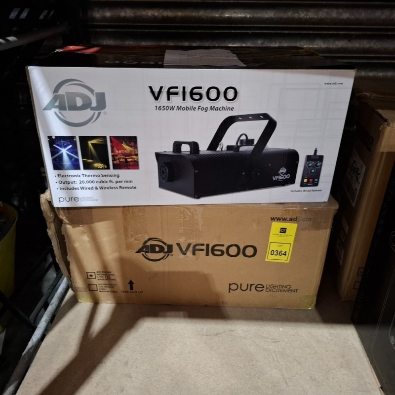 1 X GRADE B ADJ VF1600 1650W MOBILE FOG MACHINE (UNTESTED)