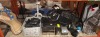 15 X PIECE MIXED LOT CONTAINING SET OF GOLF CLUBS , RUSSELL HOBBS MICROWAVE , MALE AND FEMALE MANNEQUIN TORSO , PHOTOGRAPHY STUDIO LIGHTS , OFFICE PHONES ETC OVER A FULL BAY