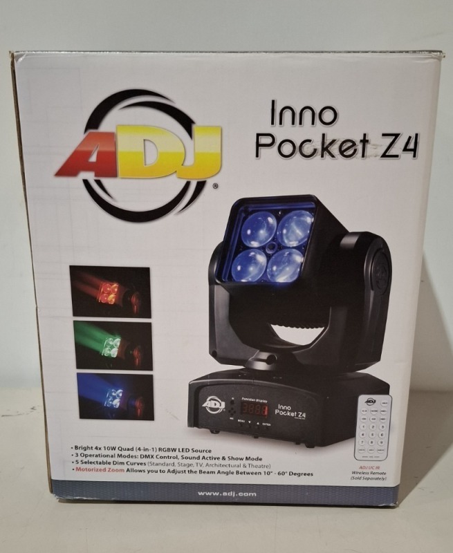 4 X GRADE B ADJ INNO POCKET Z4 LED LIGHTS (UNTESTED)
