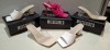 30 X BRAND NEW PAIRS OF MISSGUIDED SHOES LOT TO INCLUDE PERSPEX BLOCK HEEL MULE SANDAL IN SAND , SQUARE TOE BLOCK HEEL MULE SANDAL IN WHITE , CLEAR HEEL BLOCK MULE IN CLEAR ETC ALL IN SIZE 5