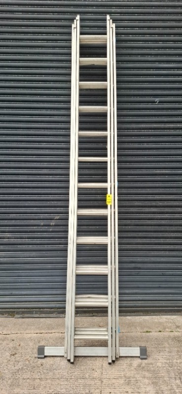 1 X ZARGES ALUMINUM PROFESSIONAL 3 SECTION EXTENSION LADDER