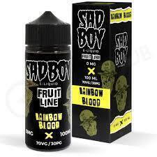98 X BRAND NEW RAINBOW BLOOD BY SADBOY E - LIQUID IN SIZE 100 ML NICOTINE FREE IN 2 BOXES - RRP EACH &pound;12 TOTAL RRP FOR LOT &pound;1,176