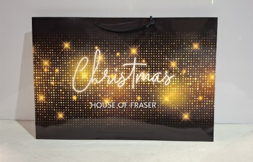 225 X CHRISTMAS HOUSE OF FRASER PAPER GIFT BAGS 60 X 35 X 15 CM IN 3 BOXES