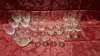 24 X BRAND NEW GLASSWARE TO INCLUDE 6 CUT CRYSTAL WINE GLASSES , 8 FLORAL WINE GLASSES , 4 FLORAL TUMBLER GLASSES , 5 CORDIAL GLASSES AND 1 CUT GLASS HANDLED JUG