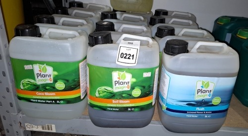 13 X BRAND NEW PLANT MAGIC PLANT FERTILISER LOT TO INCLUDE FLUSH 5L - SOIL BLOOM 5L - COCO BLOOM 5L - HYDRO GROW 5L - ORGANIC GROW 5L - COCO BLOOM 5 L - HYDRO BLOOM 5L ETC