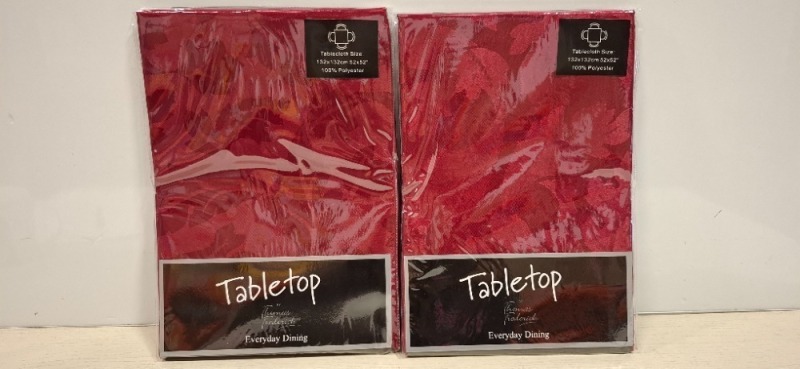 24 X BRAND NEW THOMAS FREDERICK TABLETOPS IN RED IN SIZE 132 X 132 CMS / SQUARE