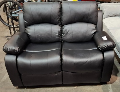 1 X HOME LIFE FAUX LEATHER 2 SEATER RECLINER IN BLACK (PLEASE NOTE CUSTOMER RETURNS)