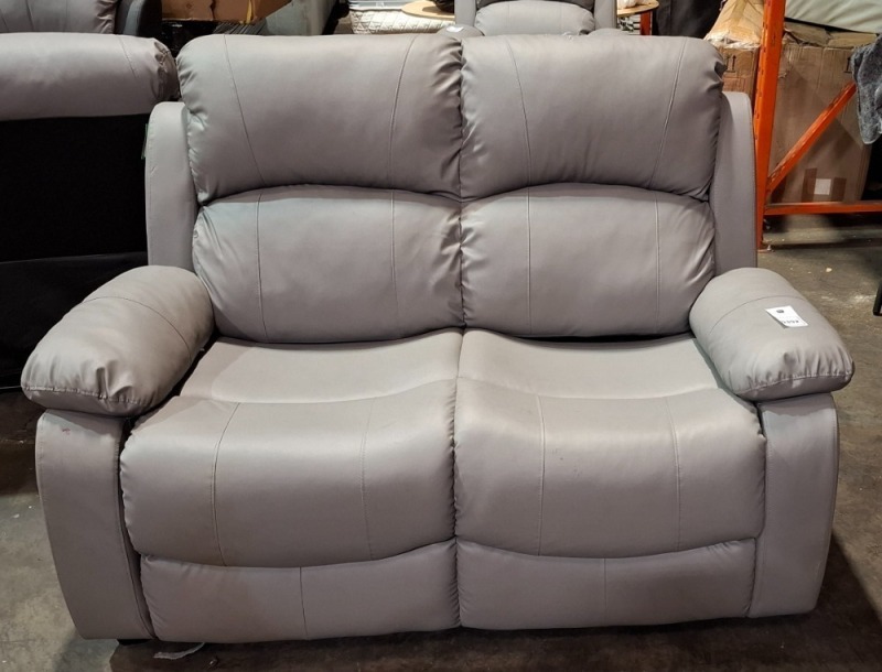 1 X HOME LIFE FAUX LEATHER 2 SEATER IN GREY (PLEASE NOTE CUSTOMER RETURNS AND SOME MINOR MARKS & SCUFFS)