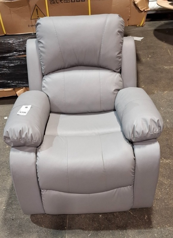 1 X HOME LIFE FAUX LEATHER ARM CHAIR RECLINER IN GREY (PLEASE NOTE CUSTOMER RETURNS)