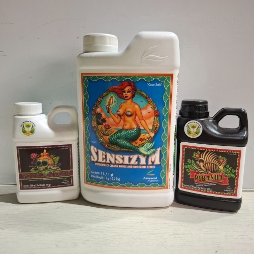 13 X PIECE BRAND NEW MIXED ADVANCED NUTRIENTS PLANT FERTILISER LOT TO INCLUDE SENSIZYM 1 LITRES - TARANTULA 500ML - SENSI BLOOM 500ML - PIRANHA 500 ML - TARANTULA 250ML - PIRANHA 250ML - VOODOO JUICE 250 ML ETC