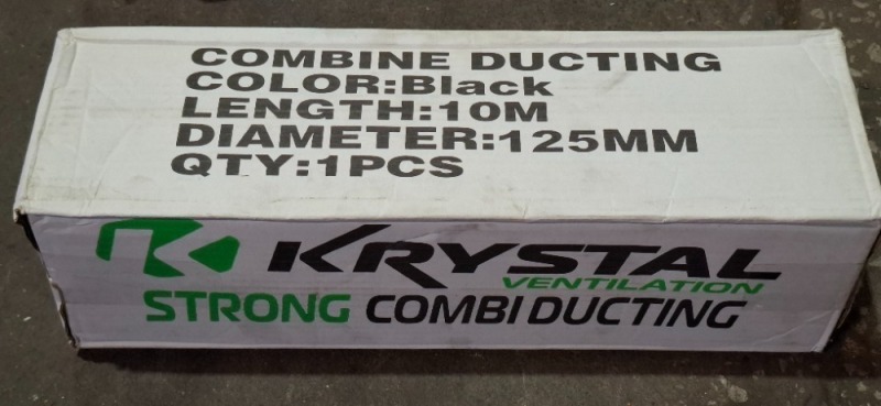 12 X BRAND NEW KRYSTAL STRONG COMBI DUCTING IN BLACK - 10M LENGTH - DIAMETER 125MM