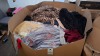 400 + MIXED CLOTHES LOT TO INCLUDE BY SWAN LONGSLEEVED DRESS IN RED IN SIZE SMALL , AZAKA WOOLY JUMPER IN BLACK , CHINO JEANS IN RED IN SIZE 38 ETC ALL IN ONE LARGE PALLET BOX