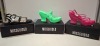 30 X BRAND NEW MISSGUIDED SHOES TO INCLUDE DONE STUD GLADIATOR SANDAL IN BLACK , FAUX LEATHER PLATFORM STRAPPY SANDAL IN GREEN , FAUX LEATHER PLATFORM STRAPPY SANDAL IN PINK ETC ALL IN SZE 6 - 2