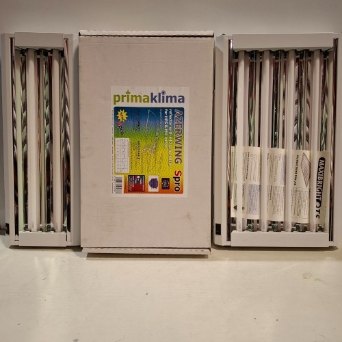 3 X BRAND NEW MIXED LIGHT LOT TO INCLUDE 2X MAXI BRIGHT T5 FLUORESCENT LIGHT - 1X PRIMIA KILMA AZERWING REFLECTOR WITH E40 LAMP HOLDER FOR HPS AND MH LAMPS