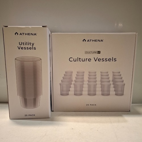 7 X PIECE BRAND NEW MIXED LOT TO INCLUDE 4X 25 PACK ATHENA UTILITY VESSELS - 3X 25 PACK CULTURE VESSELS