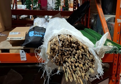 100 X PIECE BRAND NEW MIXED LOT TO INCLUDE 180 AND 150CM RIDGED PLANT POLES - LARGE AMOUNT OF BAMBOO STICKS - MAXI BRIGHT MAXISWITCH 13AMP 4 WAY CONTACTOR RT - THE ORGINAL BUBBLE BAG ETC