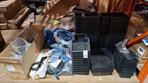 100 X PIECE BRAND NEW MIXED HYDROPONICS GROWING LOT TO INCLUDE VARIOUS DIFFERENT POTS IN DIFFERENT LITRES - WATER HOSE - VARIOUS WATER TAP ACCESSORIES - VARIOUS HYDROPONIC FITTING ACCESSORIES ETC