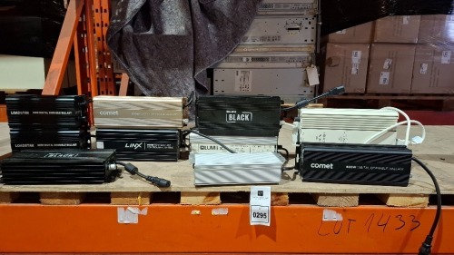 10 X MIXED LIGHT BALLAST LOT TO INCLUDE LOADSTAR 600W BALLAST - LUMII BLACK 600W BALLAST - COMET 600W BALLAST - LINX 600W BALLAST - ETC (UNTESTED)