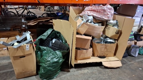 1 X PALLET CONTAINING VARIOUS COMPONENTS TO VENTILATION SPIRAL DUCTING IN VARIOUS SIZES - SCREW CLIPS - HYDROPONIC TRAYS - FAN ATTACHMENTS ETC