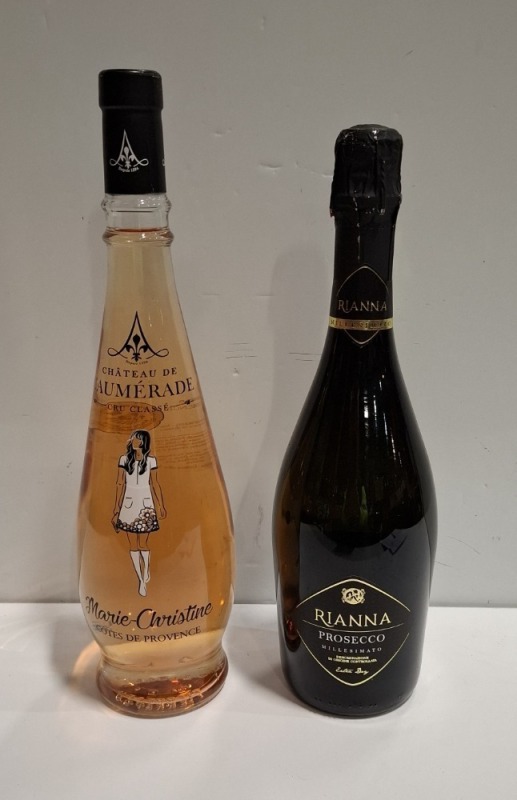12 X PIECE BRAND NEW MIXED LOT TO INCLUDE 8X RIANNA PROSSECO 75CL - 4X MARIE-CHRISTINE COTES DE PROVENCE ROSE WINE 75CL