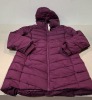 8 X SLAZENGER WOMEN'S MID LENGTH PADDED JACKET IN PLUM IN SIZE UK 16 IN TWO BOXES - ORIGINAL RRP &pound;85 EACH ( PLEASE NOTE STILL IN ORIGINAL PACKAGING HOWEVER WATER DAMAGE TO BOXES & TAGS)