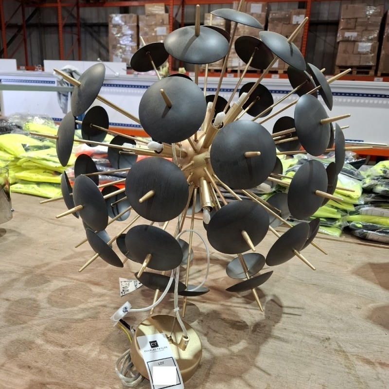 1 X CONTEMPORARY 12 LIGHT CEILING PENDANT GLOBE MATT COLD BLACK DISCS - RRP &pound;390 ( NOTE EX DISPLAY )