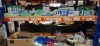 100 + MIXED LIGHTS LOT CONTAINING GAP LIGHTING APP LAMPS , COMPACT FLUORESCENT BLD 10W 4-PIN , INTEGRAL LED BULBS , ENLITE EDLM PRO ALUMINIUM FIXED LOCK RING DOWNLIGHTS , CROMPTON LAMPS 16W COMPACT FLUORESCENT CC 4 PIN , CABLE COVERS ETC ON 2 SHELVES