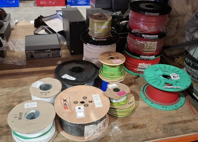 14 X PART REELS/ FULL REELS OF MIXED ELECTRICAL CABLES (SEE IMAGE)