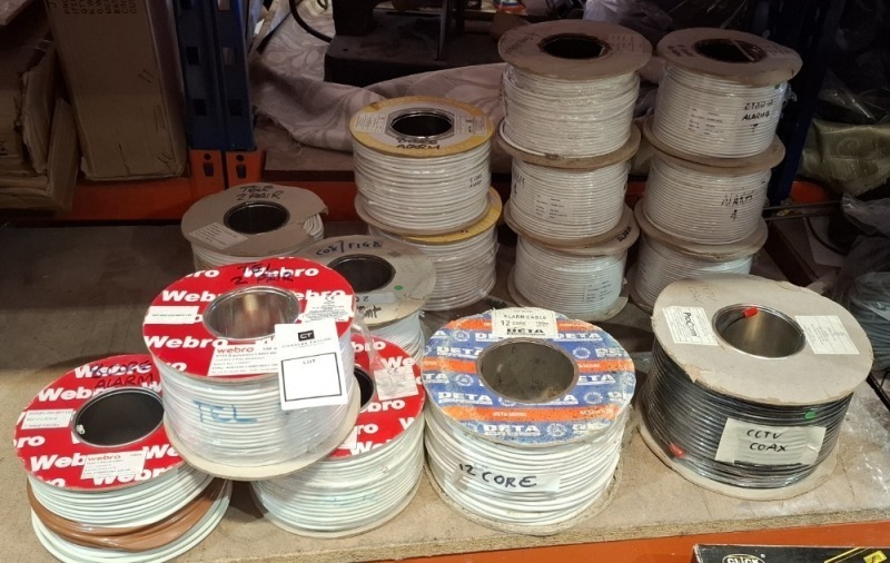 15 X PART REELS/ FULL REELS OF MIXED ELECTRICAL CABLES (SEE IMAGE)
